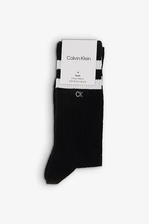 Calvin Klein Mens Stripe-Pattern Pack Of Two Stretch-Cotton Blend Socks 5.5-8