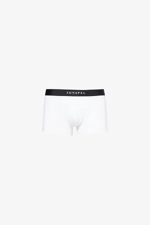 Sunspel Mens Branded-Waistband Stretch-Cotton Boxer Trunks M