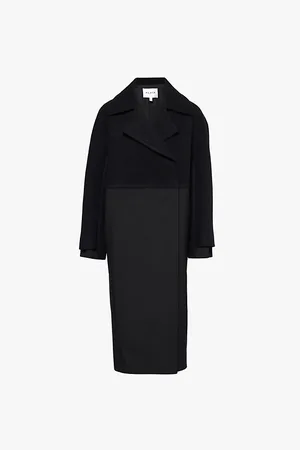 Alaïa Womens Noir Bi-Colour Double-Breasted Stretch-Wool Coat 6