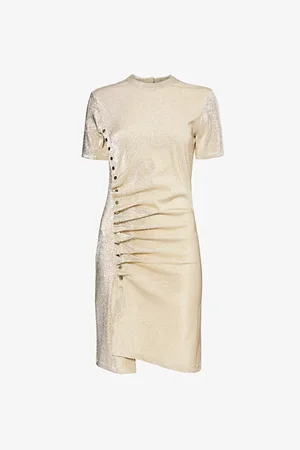 Paco rabanne Womens Ruched Stretch-Woven Mini Dress 6
