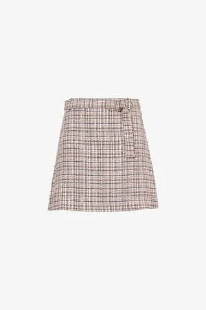 THEORY Womens Aline Belted Cotton-Blend Mini Skirt 8