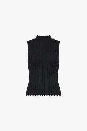 Guest In Residence Womens Regular-Fit Mock-Neck Cashmere-Knit Top Xs