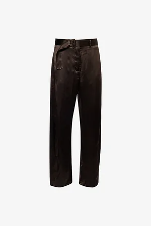 MAGDA BUTRYM Womens Belted Two-Slip-Pockets Wide-Leg High-Rise Silk-Blend Trousers 10