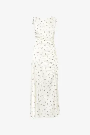 Ganni Womens Floral-Print Sleeveless Stretch-Woven Maxi Dress 8