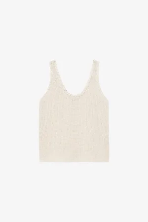Reiss Womens Carla Scoop-Neck Crochet Cotton-Blend Tank Top 8