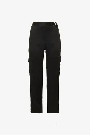 Simkhai Womens Carolina Tapered-Leg Mid-Rise Satin Trousers 12