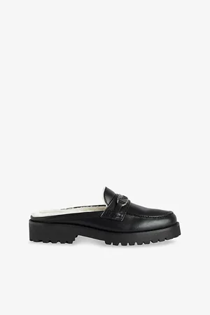 Zadig & Voltaire Womens Joe Shearling-Lined Backless Leather Loafers Eur 40 / 7 Uk Women