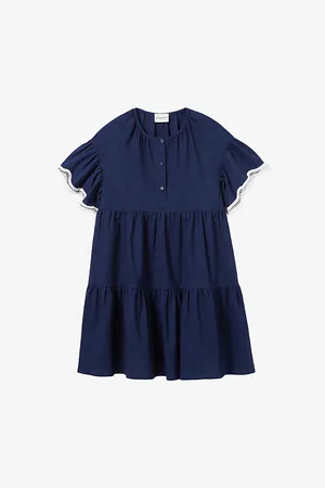 Claudie Pierlot Womens Wavy-Trim Button-Down Stretch Linen-Blend Mini Dress 6