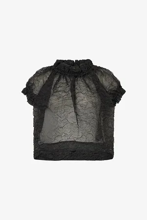 Simone Rocha Womens Tulip Ruffled-Trims Woven-Blend Top 8