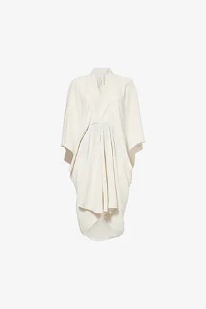 Rick Owens Womens Half Moon V-Neck Woven-Blend Mini Dress 8
