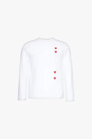 Comme des Garçons Mens Vertical Heart-Print Cotton-Jersey T-Shirt S