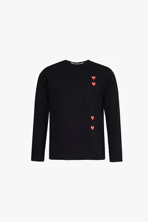 Comme des Garçons Mens Vertical Heart-Print Cotton-Jersey T-Shirt M