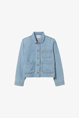 Claudie Pierlot Womens Logo-Embroidered Patch-Pocket Denim Jacket 6