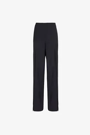 Nensi Dojaka Womens Tailored Split Straight-Leg Stretch-Woven Trousers 8