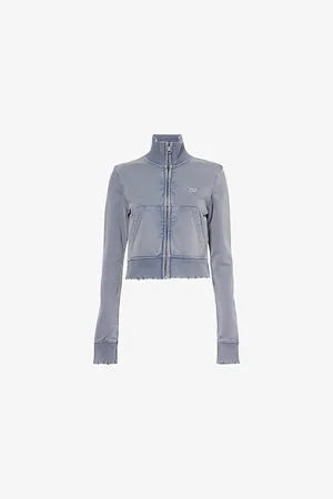 Daily paper Womens Faded-Wash Zip-Front Cotton-Jersey Jacket Xs
