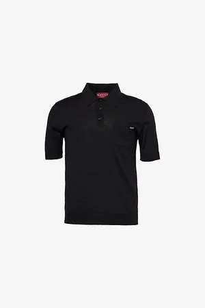Gucci Mens Logo-Print Knitted Wool Polo Shirt S