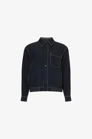 Simkhai Womens Keith Long-Sleeve Contrast-Stitching Woven Shirt Jacket S