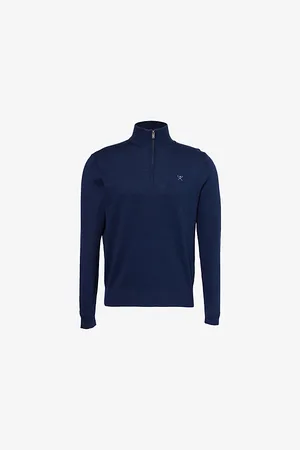Hackett Mens Quarter-Zip Regular-Fit Cotton and Silk Jumper M