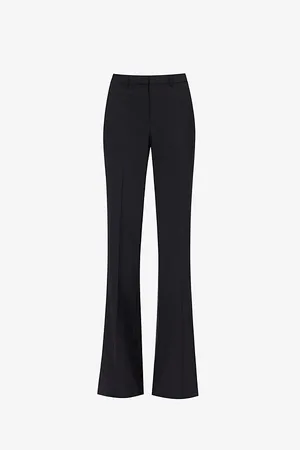 THEORY Womens Demitria Boot-Leg Mid-Rise Stretch-Wool Trousers 6