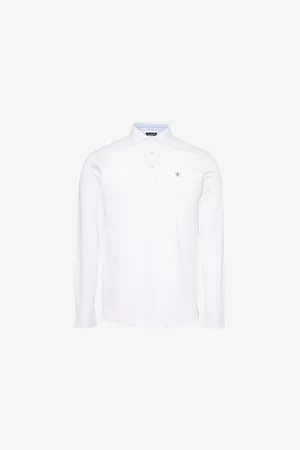 Hackett Mens Logo-Embroidered Long-Sleeve Cotton-Jersey Polo Shirt M