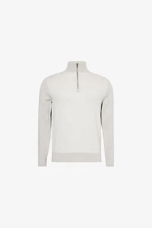 Hackett Mens Jacquard-Knit Regular-Fit Cotton and Cashmere Jumper M