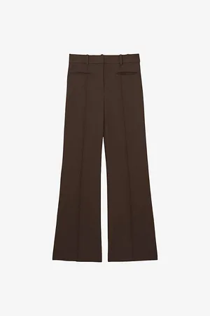 Reiss Womens Claude Pinched-Seam Flared-Leg High-Rise Stretch-Woven Trousers 10R