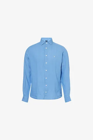 Hackett Mens Kent Collar Tailored-Fit Linen Shirt S