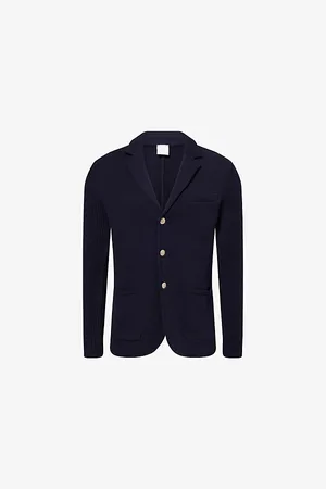 ELEVENTY Mens Two-Patch-Pockets Ribbed-Long-Sleeves Cotton Cardigan S