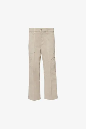 GOOD AMERICAN Womens Cargo Twill Crop-Leg High-Rise Stretch-Cotton Trousers 10