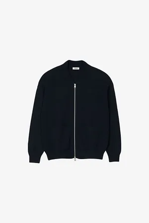 Sandro Mens Ribbed-Collar Regular-Fit Cotton-Blend Knitted Jacket L