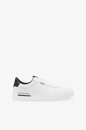 HUGO BOSS Mens Deed-Branded Leather Low-Top Trainers Eur 42 / 8 Uk Men