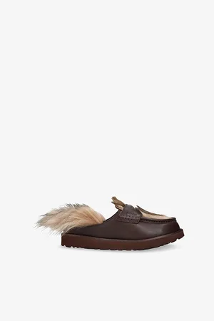 UGG Womens Ambush Faux-Fur and Leather Backless Loafers Eur 37 / 4 Uk Women
