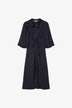 LK Bennett Womens Hester Tie-Neck Woven Midi Dress 8