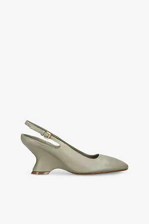 DRIES VAN NOTEN Womens Square-Toe Slingback Leather Wedge Pumps Eur 38/5 Uk Women