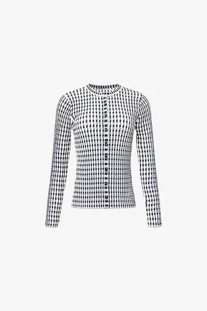 Simkhai Womens Gracen Gingham-Knit Cardigan S