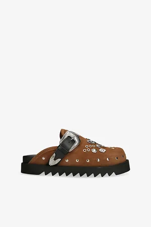 TOGA PULLA Mens Stud-Embellished Backless Suede Mules Eur 42 / 8 Uk Men