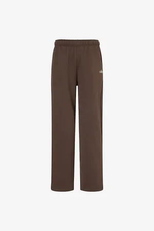 alo Womens Accolade Straight-Leg Cotton-Jersey Jogging Bottoms S