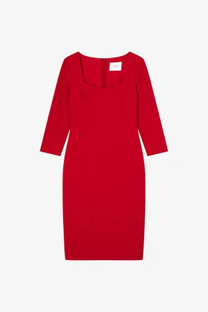LK Bennett Womens Altyn Square-Neck Crepe Knee-Length Dress 8