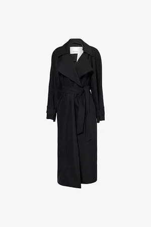 The Frankie Shop Womens Astoria Cut-Out Sleeve Woven Trench Coat Xs/S