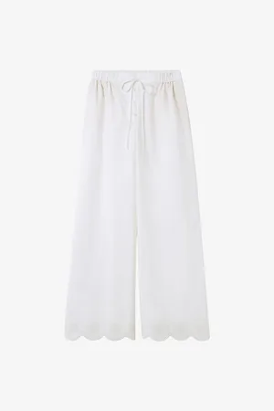 Claudie Pierlot Womens Embroidered Regular-Fit Wide-Leg Cotton Trousers 6