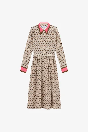 LK Bennett Womens Smith Horse-Print Silk Midi Dress 8