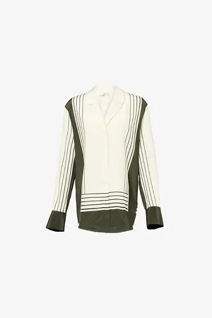 SIR Womens Leilana Striped Long-Sleeve Silk-Crepe Shirt Xs