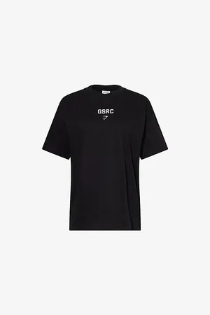 GymShark Womens Running Graphic Oversized Cotton-Jersey T-Shirt Xs