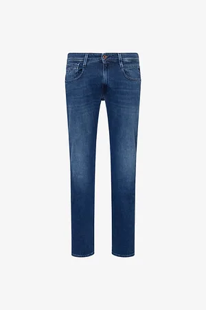 Replay Mens Anbass Brand-Patch Straight-Leg Slim-Fit Cotton-Blend Jeans 30/32