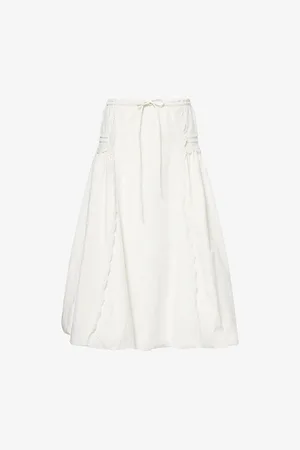 Damson Madder Womens Agatha Puffball Cotton-Poplin Midi Skirt 6