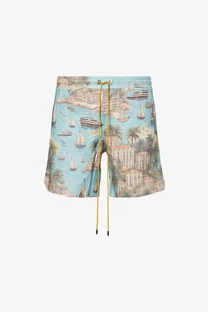 Rhude Mens Sailing Map Cotton Swim Shorts S