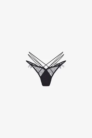 Agent Provocateur Womens Halley Bow-Embellished Stretch-Mesh Thong M