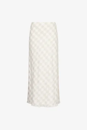 Simkhai Womens Noelle Gingham Stretch-Woven Midi Skirt 8