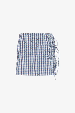 Damson Madder Womens Este Gingham Cotton-Poplin Mini Skirt 8