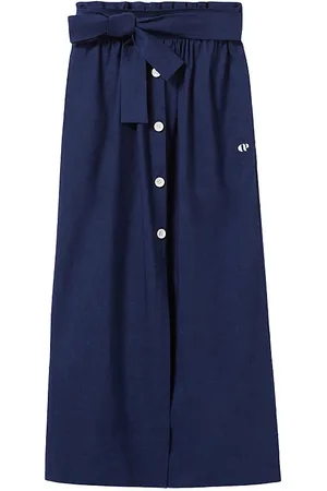 Claudie Pierlot Womens Button-Trim Belted Linen-Blend Midi Skirt 6